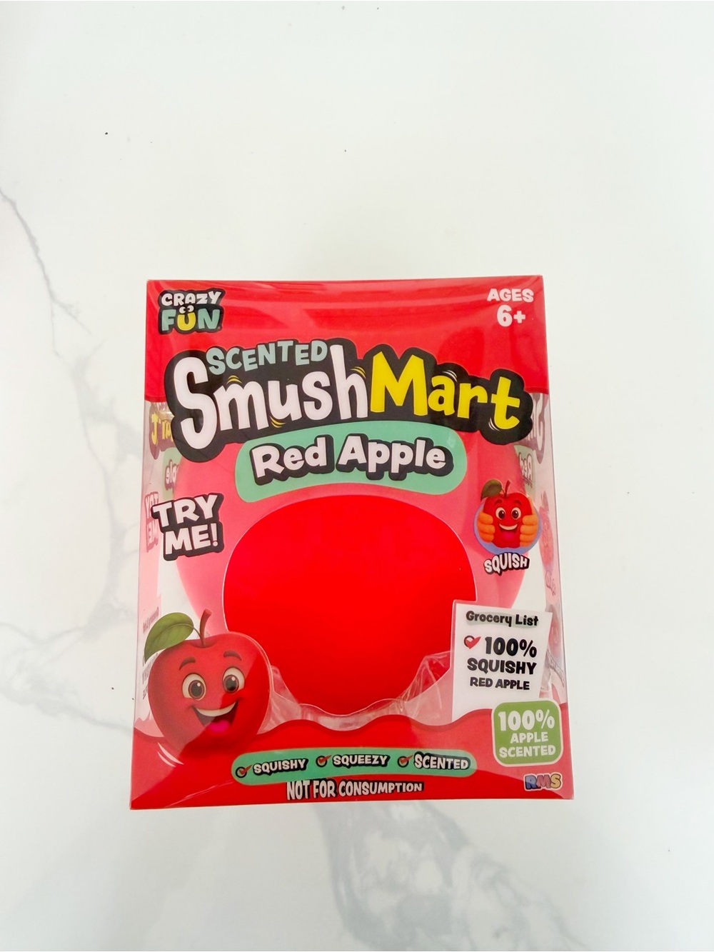 Crazy Fun SmushMart Red Apple Scented Squishy Fidget Toy NEW 🍎